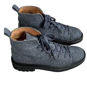 John Varvatos Essex Trooper Wool Felt‎ Ankle Boots Mens 8.5 Grey Lace Combat